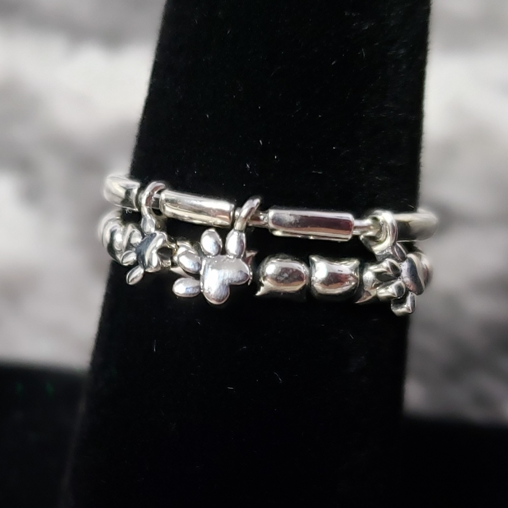 925 Sterling Silver Dog Cat Puppy Kitty Pawprint - Picture 8 of 8
